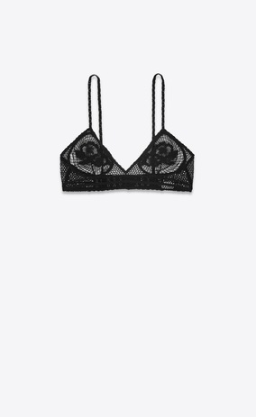 SAINT LAURENT RTW accessories Woman Brassiere in black crocheted knit a_V4